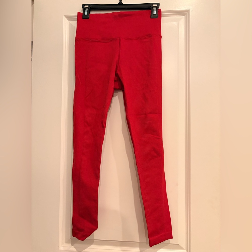 Athleta Women's Red ribbed texture Leggings
